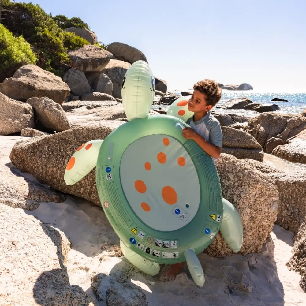 Swim Essentials Luxury Pool Float, Multicolored Inflatable Turtle, Kids Pool Lounger for Ages 6+, 200 cm