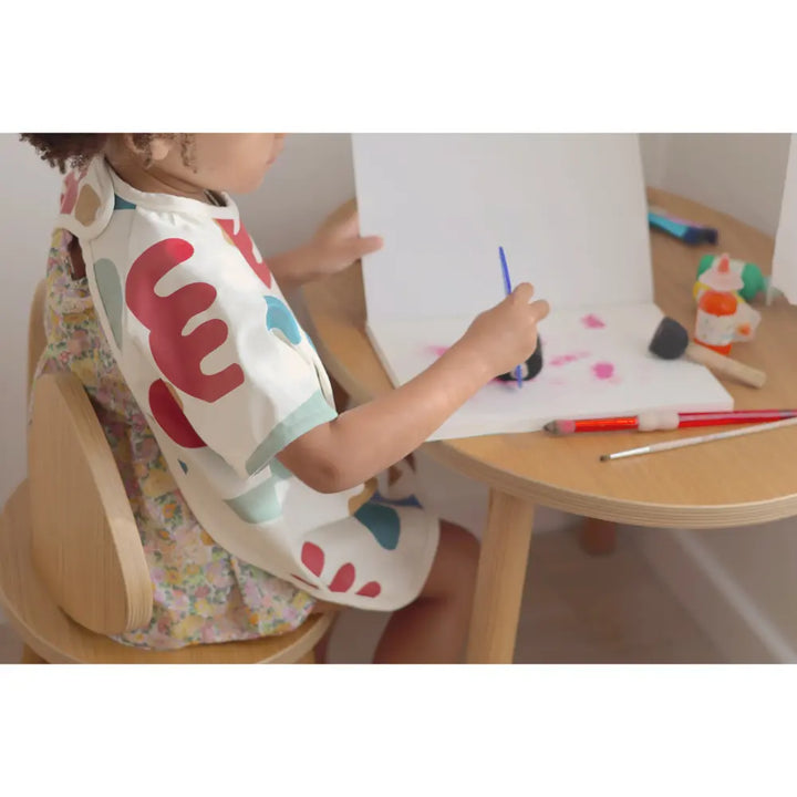 Beaba 2-in-1 Waterproof Bib with Detachable Sleeves, Foldable Food Catcher Pocket, Adjustable Snap Fit &amp; Elastic Cuffs, Soft &amp; Easy-Clean Bib for Feeding &amp; Activities, 4M+