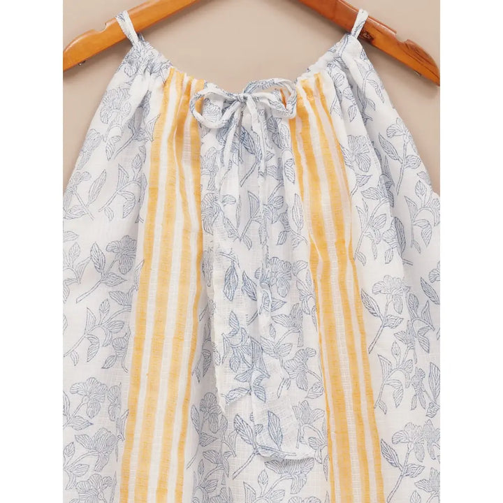 Liz Jacob Girls White Kota Cotton Blockprinted Dress | Whitelily
