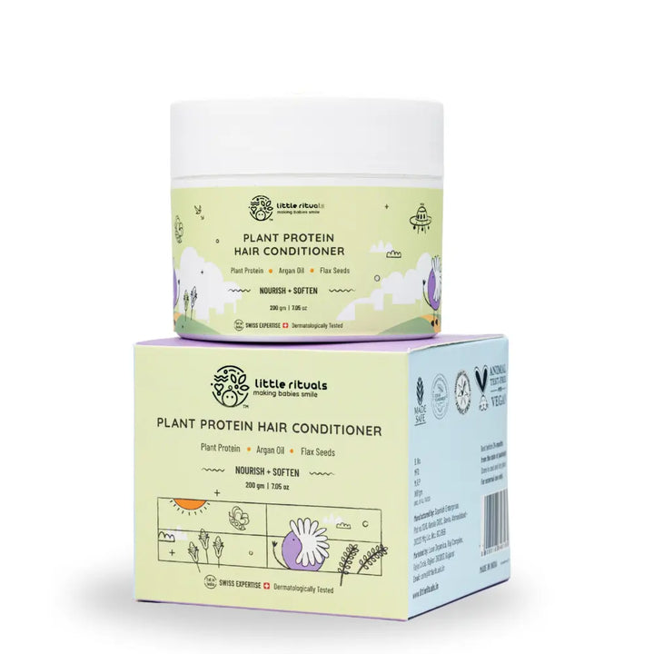 Little Rituals Plant Protein Hair Quat Free Baby &amp; Kids Natural Hair Conditioner  I MADE SAFE I Flax Seeds -  Argan Oil - 200 g