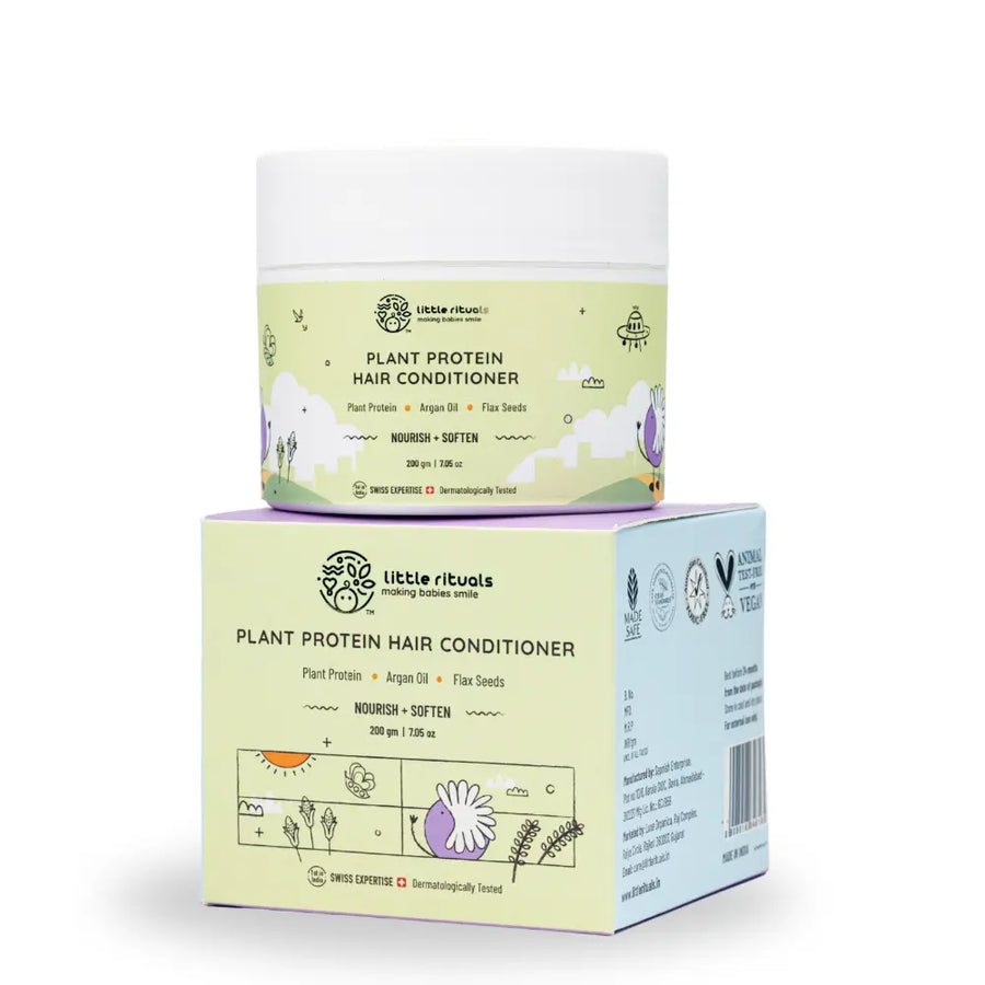 Little Rituals Plant Protein Hair Quat Free Baby & Kids Natural Hair Conditioner  I MADE SAFE I Flax Seeds - Argan Oil