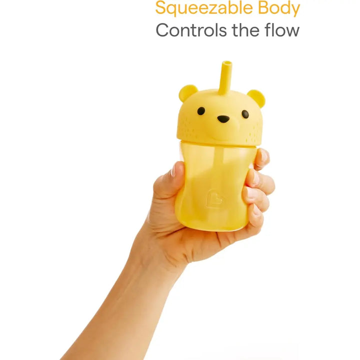 Munchkin Gentle™ Transition Honey Bear Silicon Straw Cup - Squeezable Design, 9oz/ 260 ml, 6+ Months  - Yellow