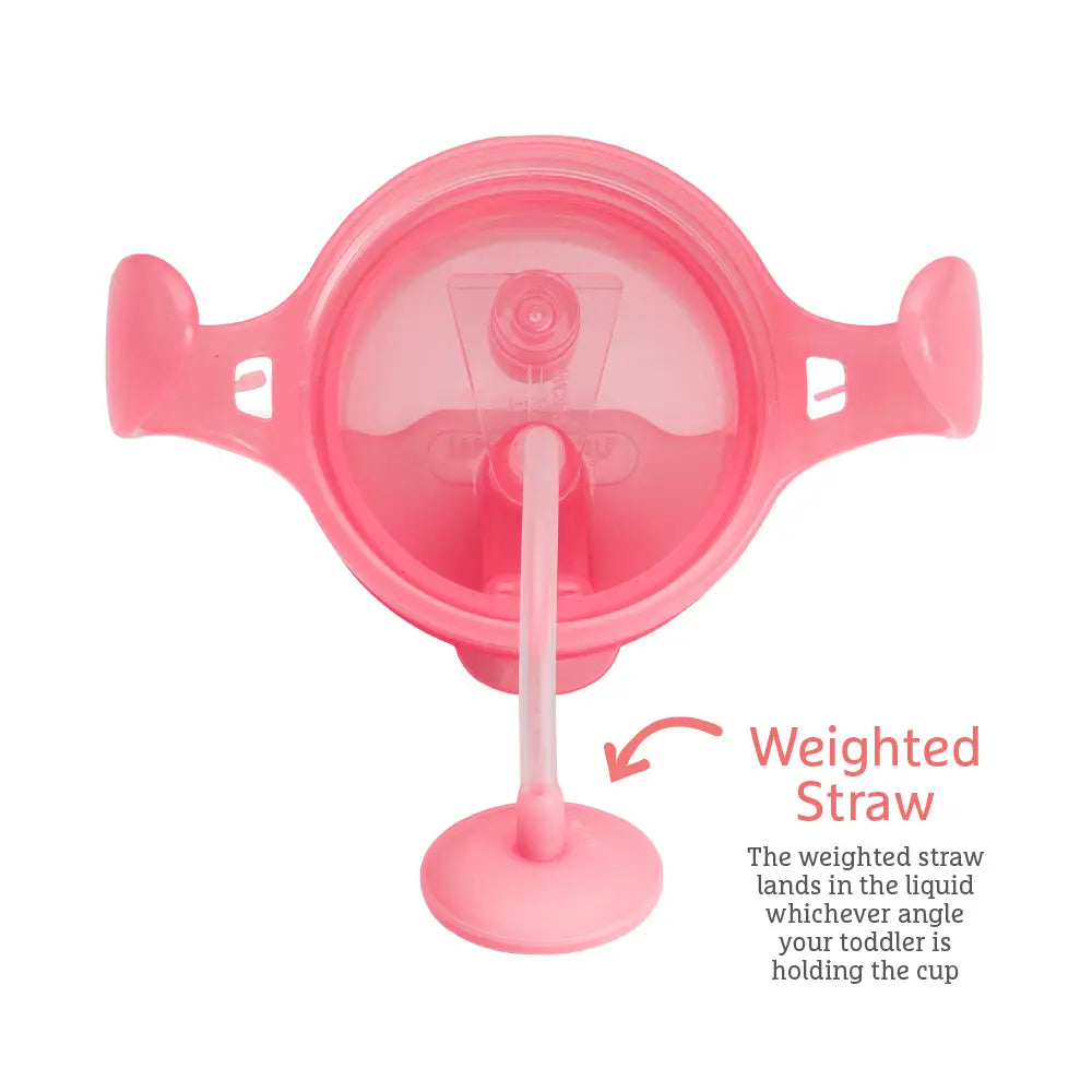 Munchkin Click Lock Tip &amp; Sip Weighted Straw Cup with Handles – Spill-Proof Sippy Cup with Flip-Top Lid, 7oz, BPA-Free, 6+ Months - Pink