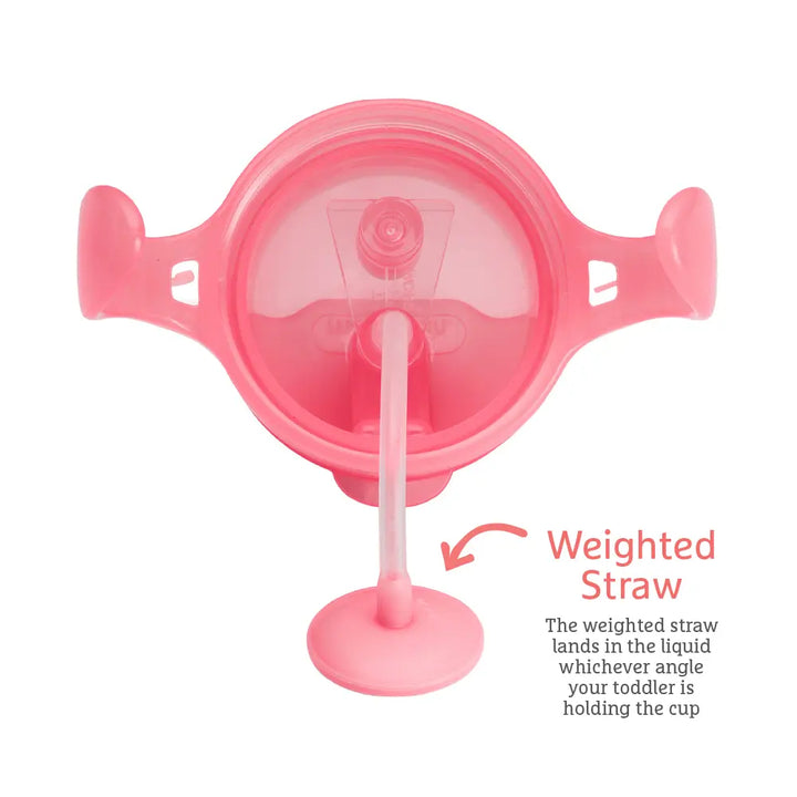 Munchkin Click Lock Tip &amp; Sip Weighted Straw Cup with Handles – Spill-Proof Sippy Cup with Flip-Top Lid, 7oz, BPA-Free, 6+ Months - Pink
