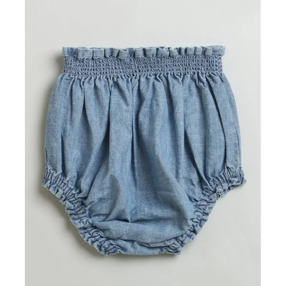 Sweetlime By AS Cotton Denim Ruffle Dress &amp; Bloomer Set - Blue