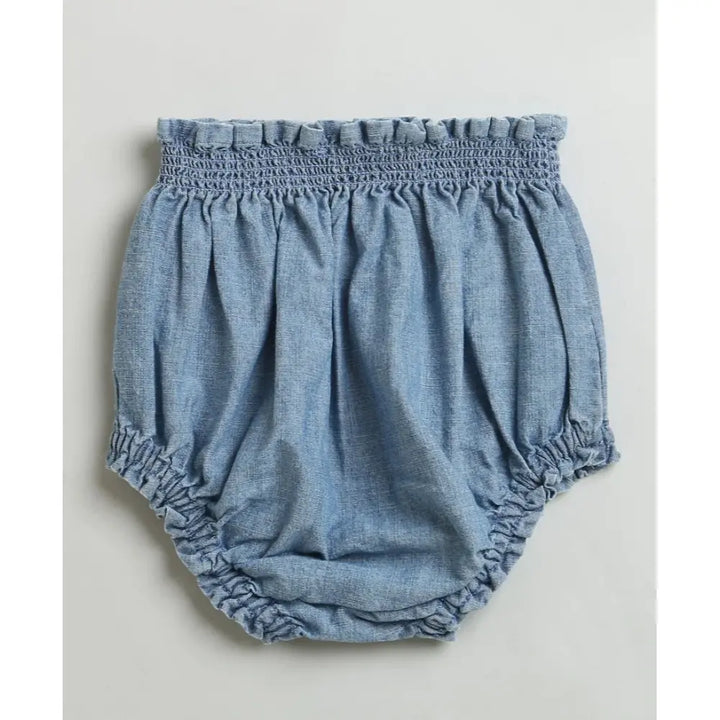Sweetlime By AS Cotton Denim Ruffle Dress &amp; Bloomer Set - Blue