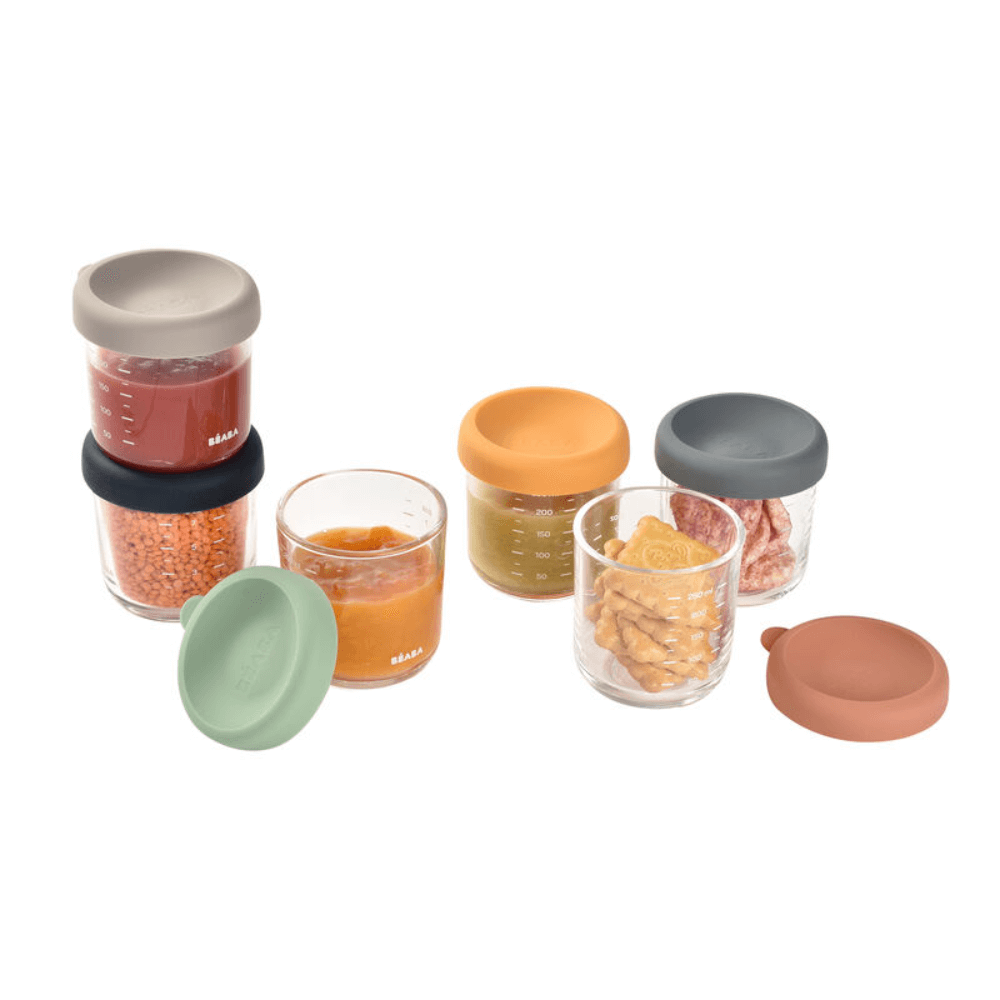 Beaba Set of 6 Glass Food Storage Containers  250 ml - Sunrise