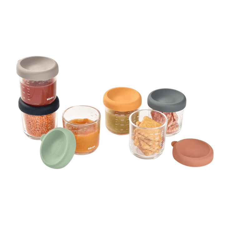 Beaba Set of 6 Glass Food Storage Containers  250 ml - Sunrise