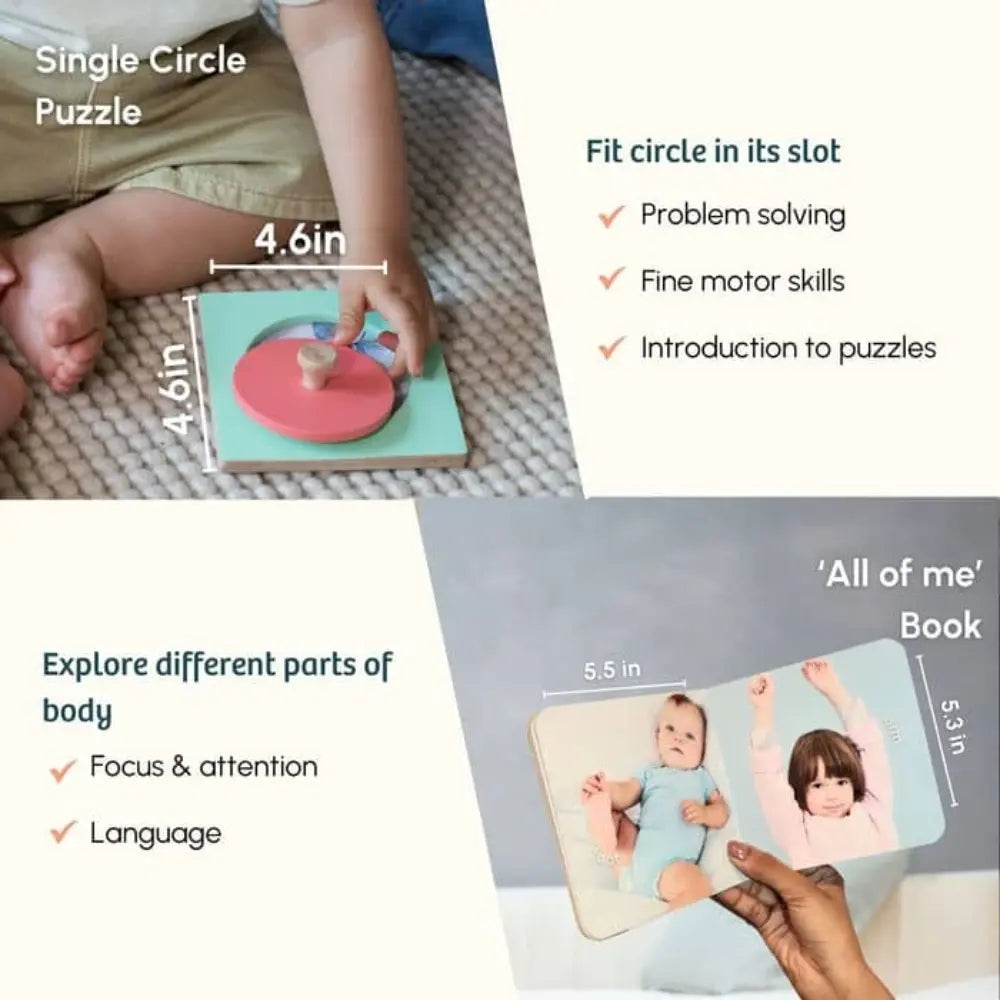 Curious Cub Montessori Box 4 | Baby Learning Toy Set | Object Permanence Box, Sensory Mat &amp; Puzzles | 7+ Months