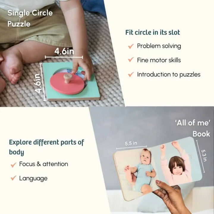 Curious Cub Montessori Box 4 | Baby Learning Toy Set | Object Permanence Box, Sensory Mat &amp; Puzzles | 7+ Months