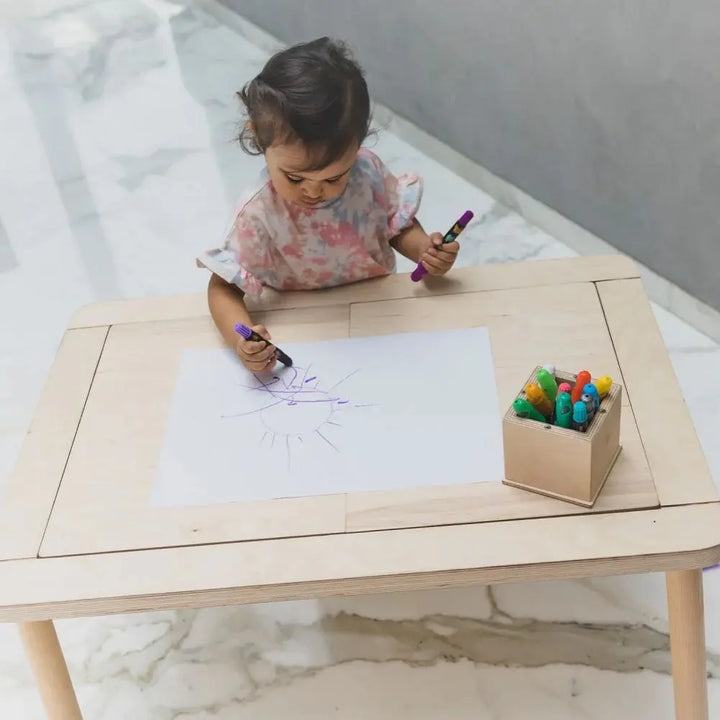 Curious Cub Wood Sensory/Flisat Table for Toddlers,Water &amp; Sand Activity Table with Lids,Sensory Development Play Toy,Kids Study Montessori Furniture,Ideal for Home Play Schools &amp; Kindergarten,Brown | Ages 1-10 Years