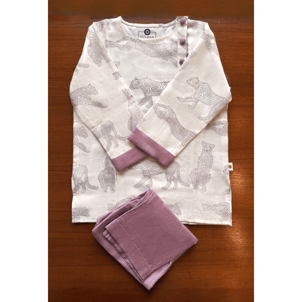 Dulaar Chanderi Hand-Block Printed Kurta Pyjama Set
