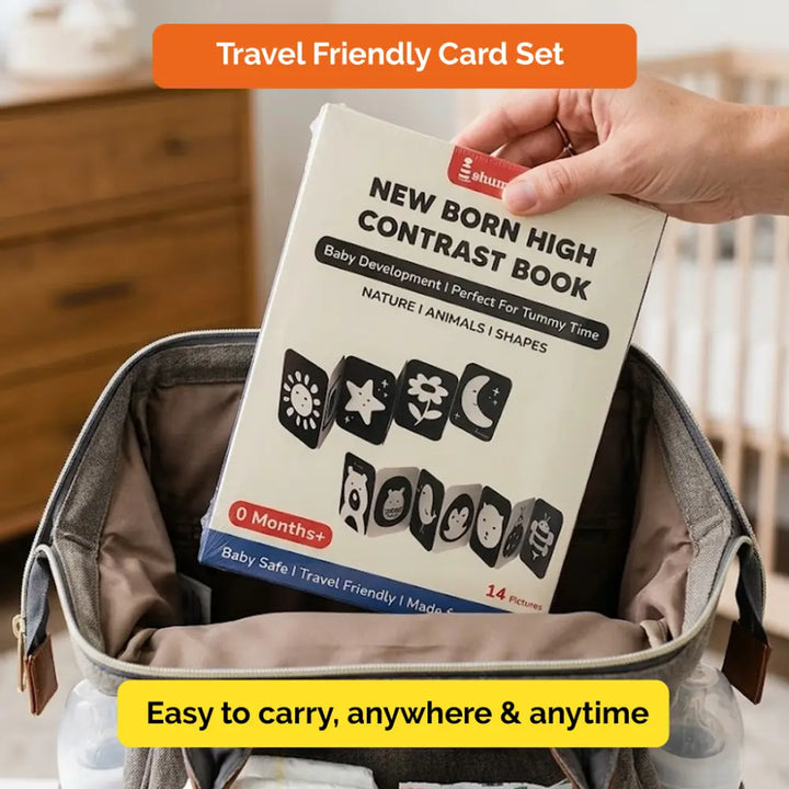 Shumee High-Contrast Black &amp; White Newborn Sensory Cards – Fold-Out Visual Stimulation Cards for Tummy Time &amp; Early Brain Development (0 to 6 Months)