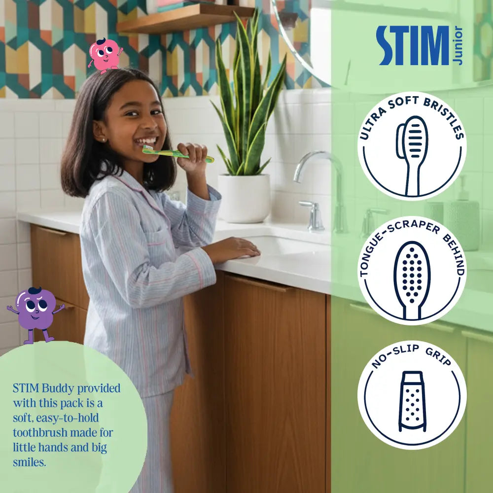 STIM Junior Kids Toothpaste | With Brush | 3-10 Y | SLS Free - Mixed Berry