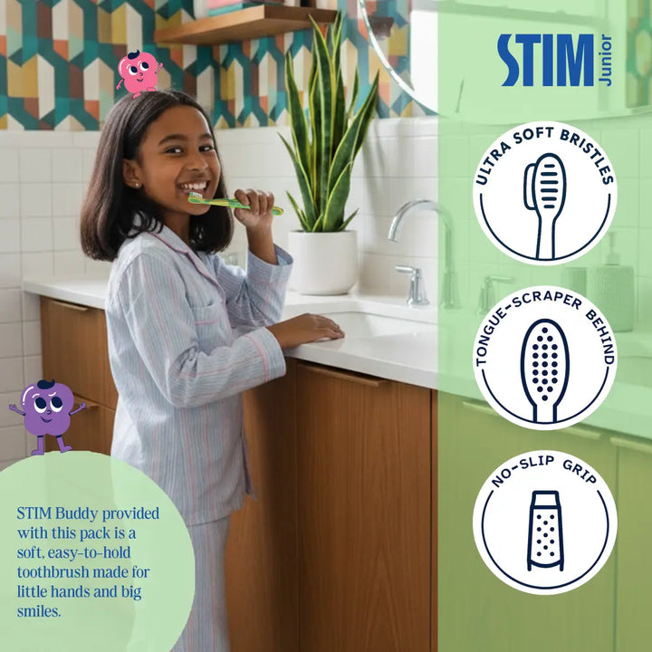 STIM Junior Kids Toothpaste | With Brush | 3-10 Y | SLS Free - Mixed Berry
