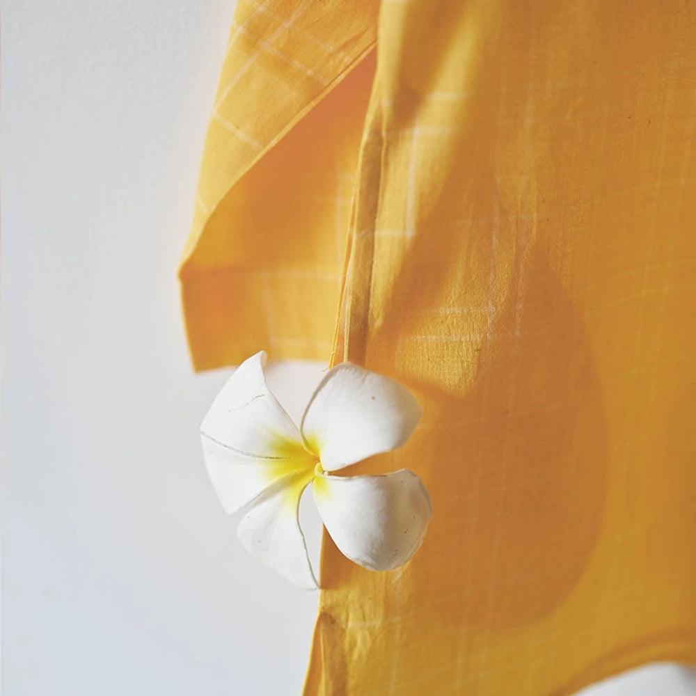 Love The World Today ‘Sleepover Party’ Kurta and Shorts Co-ord Set - Yellow Checks