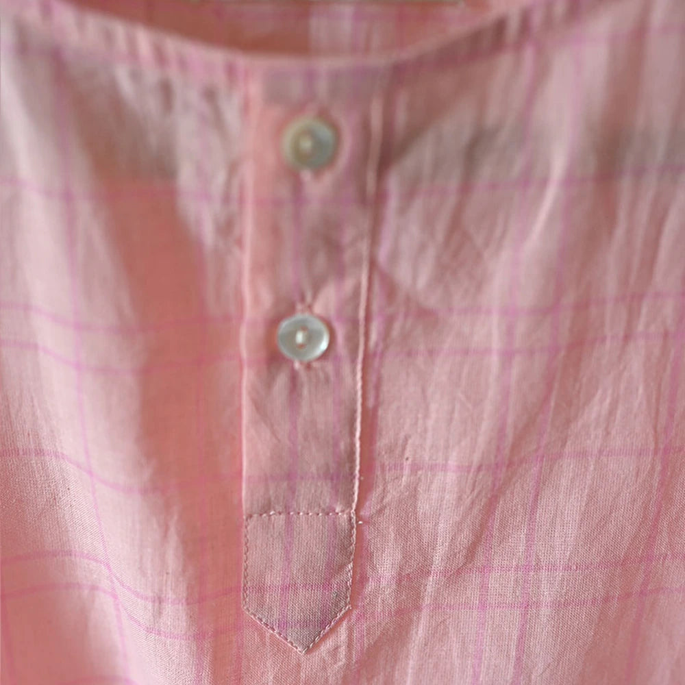 Love The World Today ‘Sleepover Party’ Kurta and Shorts Co-ord Set - Pink Checks