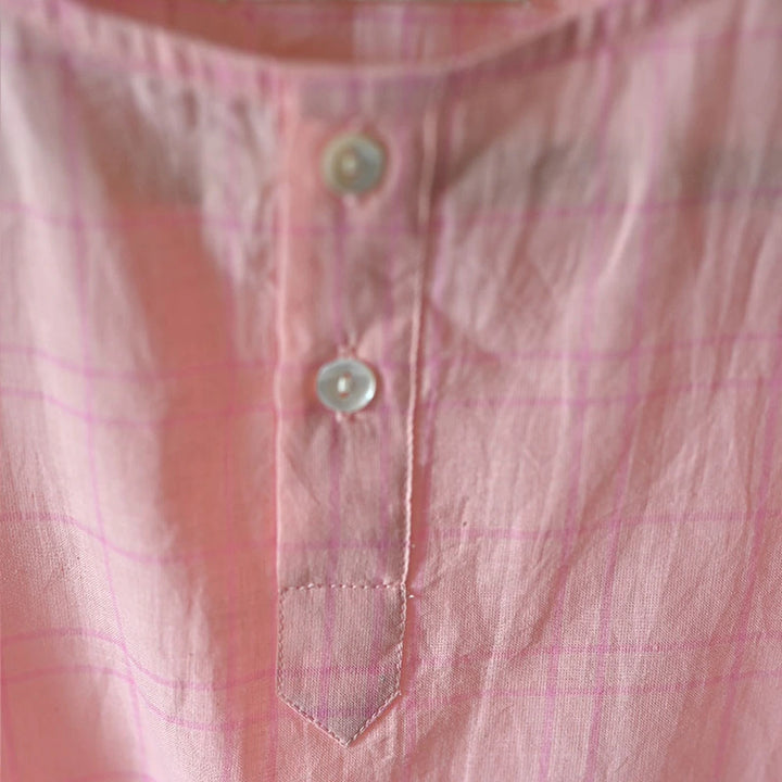 Love The World Today ‘Sleepover Party’ Kurta and Shorts Co-ord Set - Pink Checks