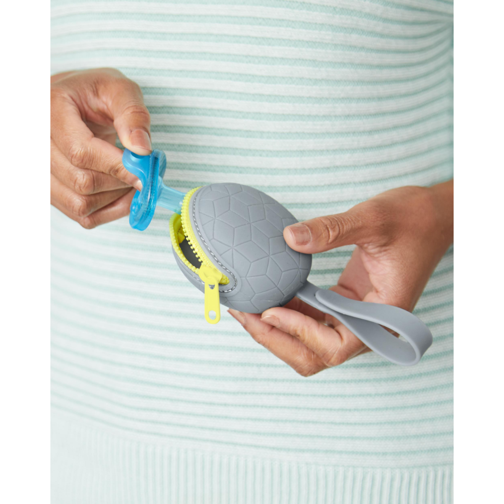 Skip Hop Grab & Go Silicone Pacifier Holder Grey Birth to 24 M