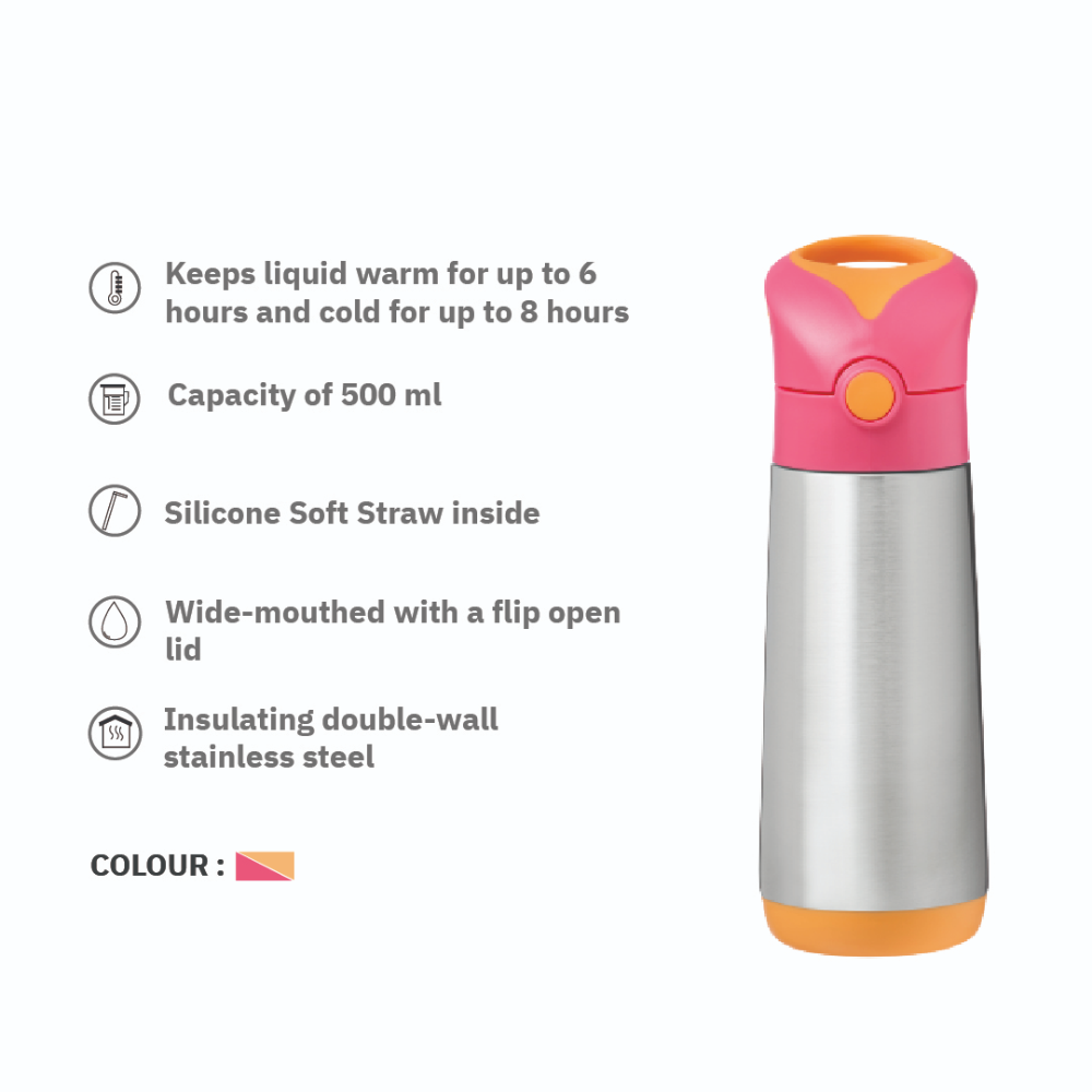 B.Box Insulated Straw Sipper Drink Water Bottle - 500 ml
