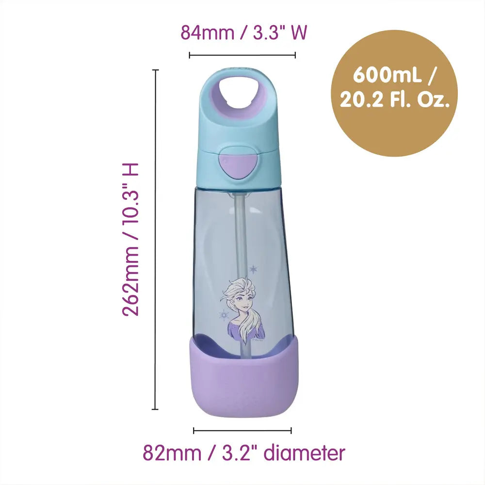 B.Box Disney Frozen Tritan Straw Water Bottle for Kids – 600ml, Durable &amp; Spill-Proof, BPA-Free, Easy Grip Design – Multicolour