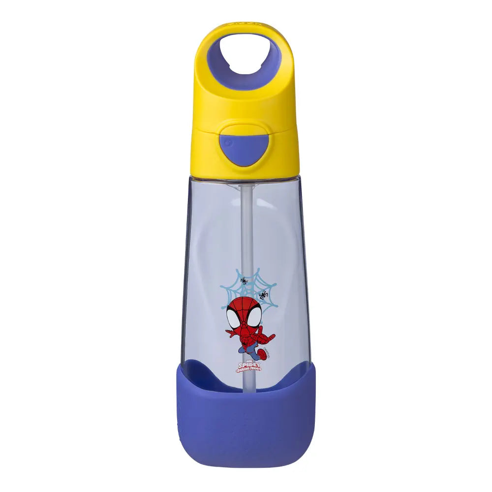 B.Box Marvel Spiderman Tritan Straw Water Bottle for Kids – 600ml, Durable &amp; Spill-Proof, BPA-Free, Easy Grip Design – Multicolour
