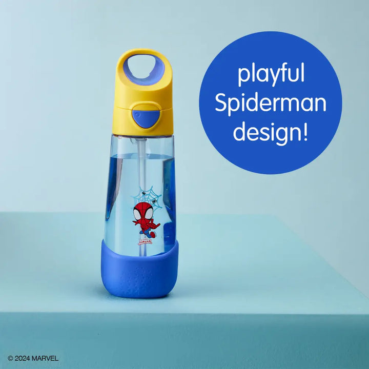 B.Box Marvel Spiderman Tritan Straw Water Bottle for Kids – 600ml, Durable &amp; Spill-Proof, BPA-Free, Easy Grip Design – Multicolour