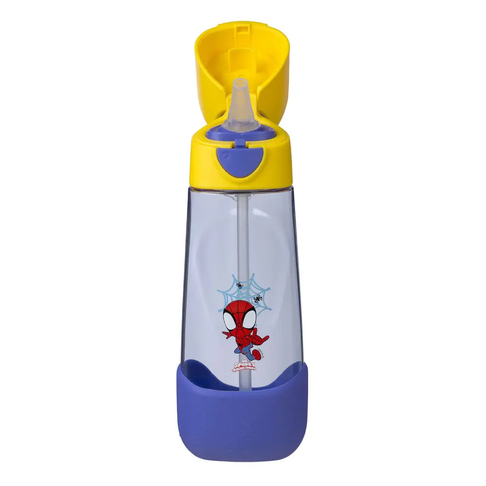 B.Box Marvel Spiderman Tritan Straw Water Bottle for Kids – 600ml, Durable &amp; Spill-Proof, BPA-Free, Easy Grip Design – Multicolour