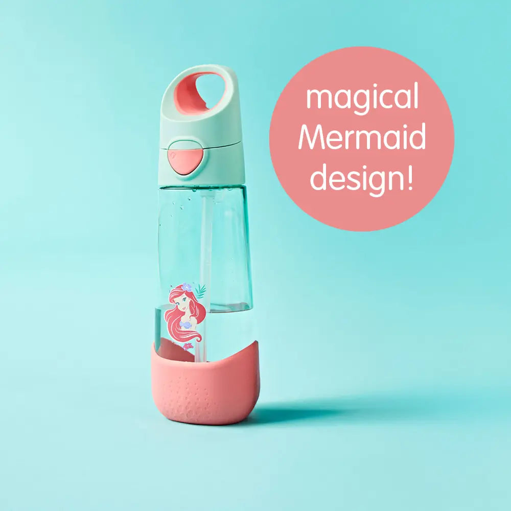B.Box Disney Little Mermaid Tritan Straw Water Bottle for Kids – 600ml, Durable &amp; Spill-Proof, BPA-Free, Easy Grip Design – Multicolour