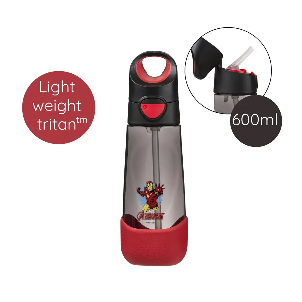 B.Box Avengers Tritan Straw Water Bottle for Kids – 600ml, Durable &amp; Spill-Proof, BPA-Free, Easy Grip Design – Multicolour