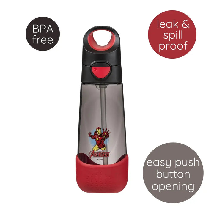 B.Box Avengers Tritan Straw Water Bottle for Kids – 600ml, Durable &amp; Spill-Proof, BPA-Free, Easy Grip Design – Multicolour