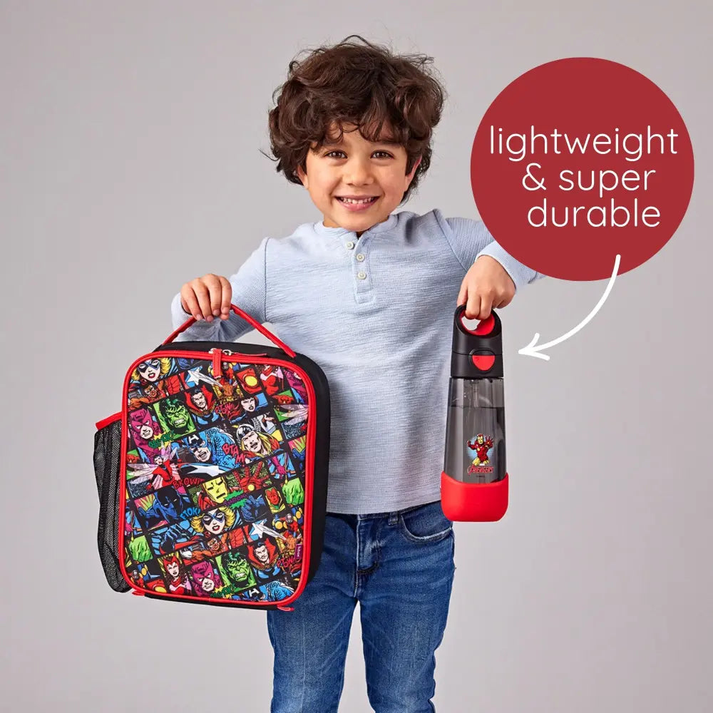 B.Box Avengers Tritan Straw Water Bottle for Kids – 600ml, Durable &amp; Spill-Proof, BPA-Free, Easy Grip Design – Multicolour