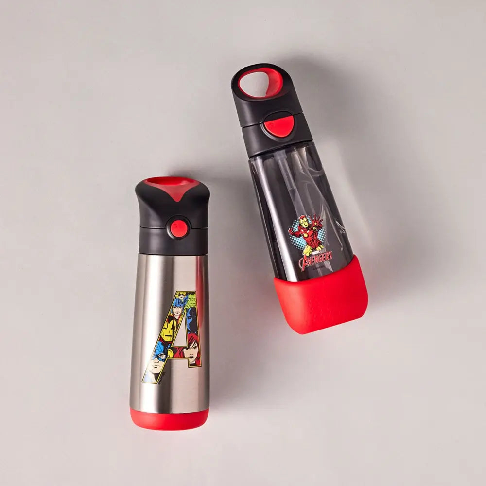 B.Box Avengers Tritan Straw Water Bottle for Kids – 600ml, Durable &amp; Spill-Proof, BPA-Free, Easy Grip Design – Multicolour