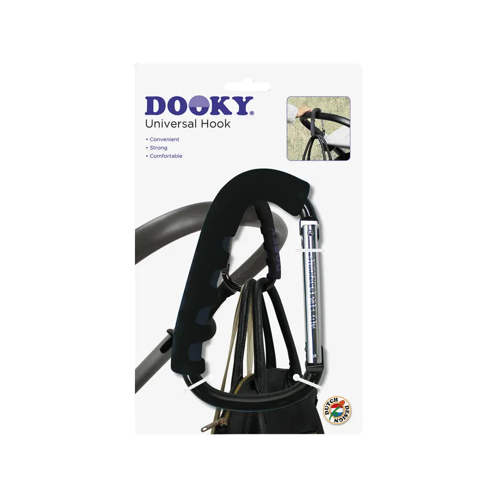Dooky Stroller Hooks – Adjustable Faux Leather Straps &amp; Strong Aluminium Hooks