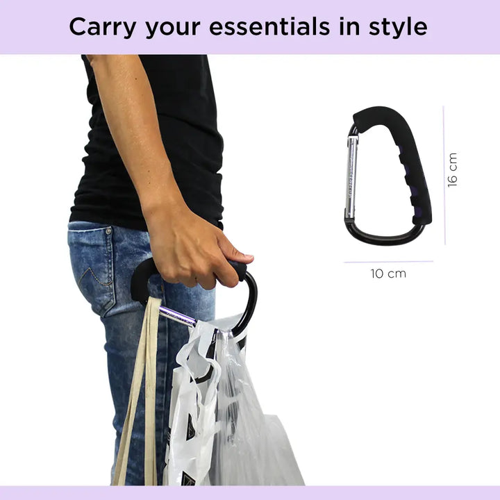 Dooky Stroller Hooks – Adjustable Faux Leather Straps &amp; Strong Aluminium Hooks – Pack of 2