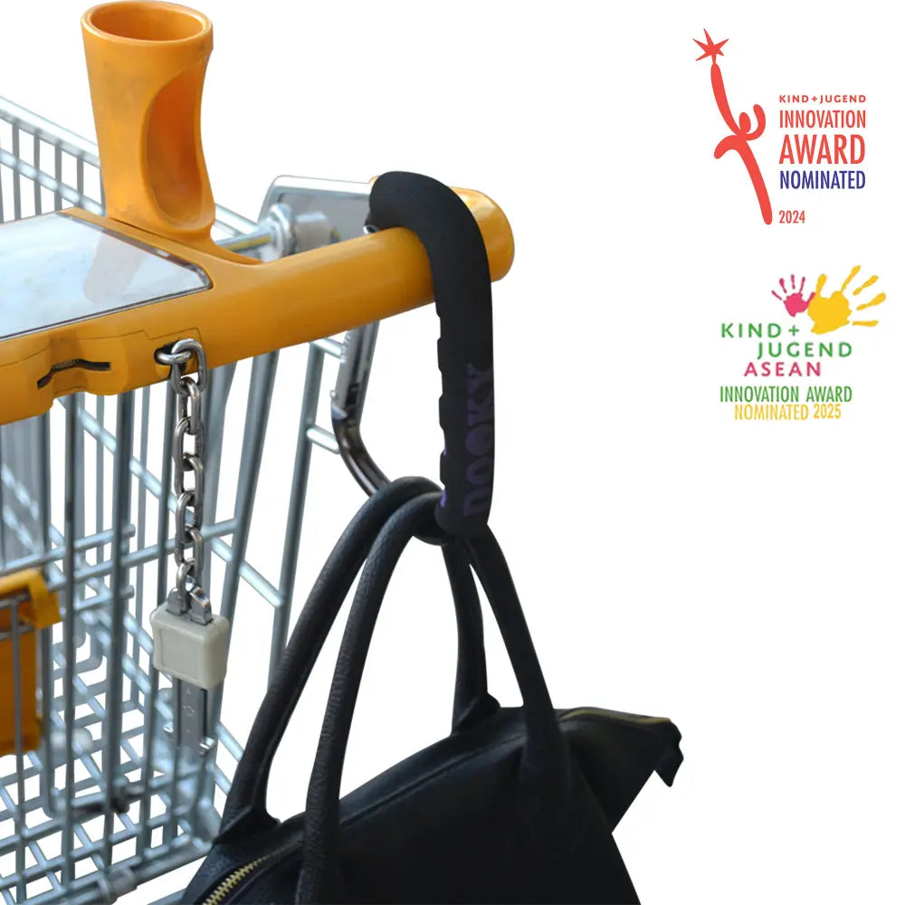 Dooky Stroller Hooks – Adjustable Faux Leather Straps &amp; Strong Aluminium Hooks – Pack of 2