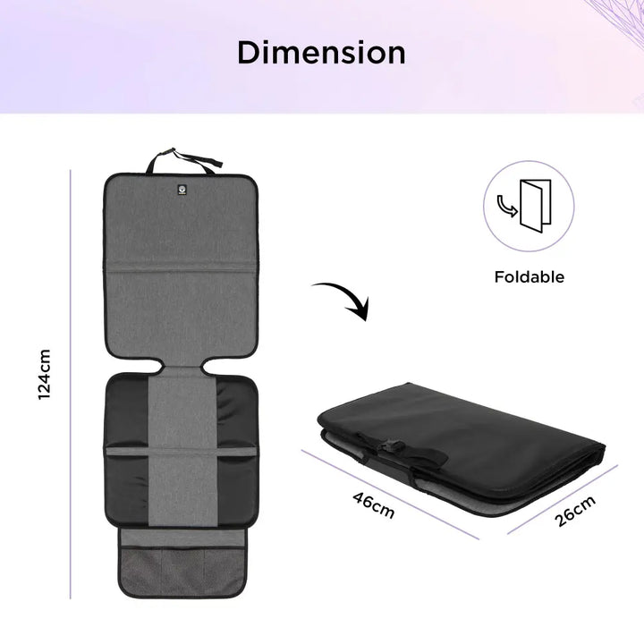 Dooky Seat Protection Mat for Car – Waterproof Baby Car Seat Protector with 3 Mesh Storage Pockets, Anti-Slip Back Seat Cover, Kick Mat &amp; Underlay for Child Car Seat