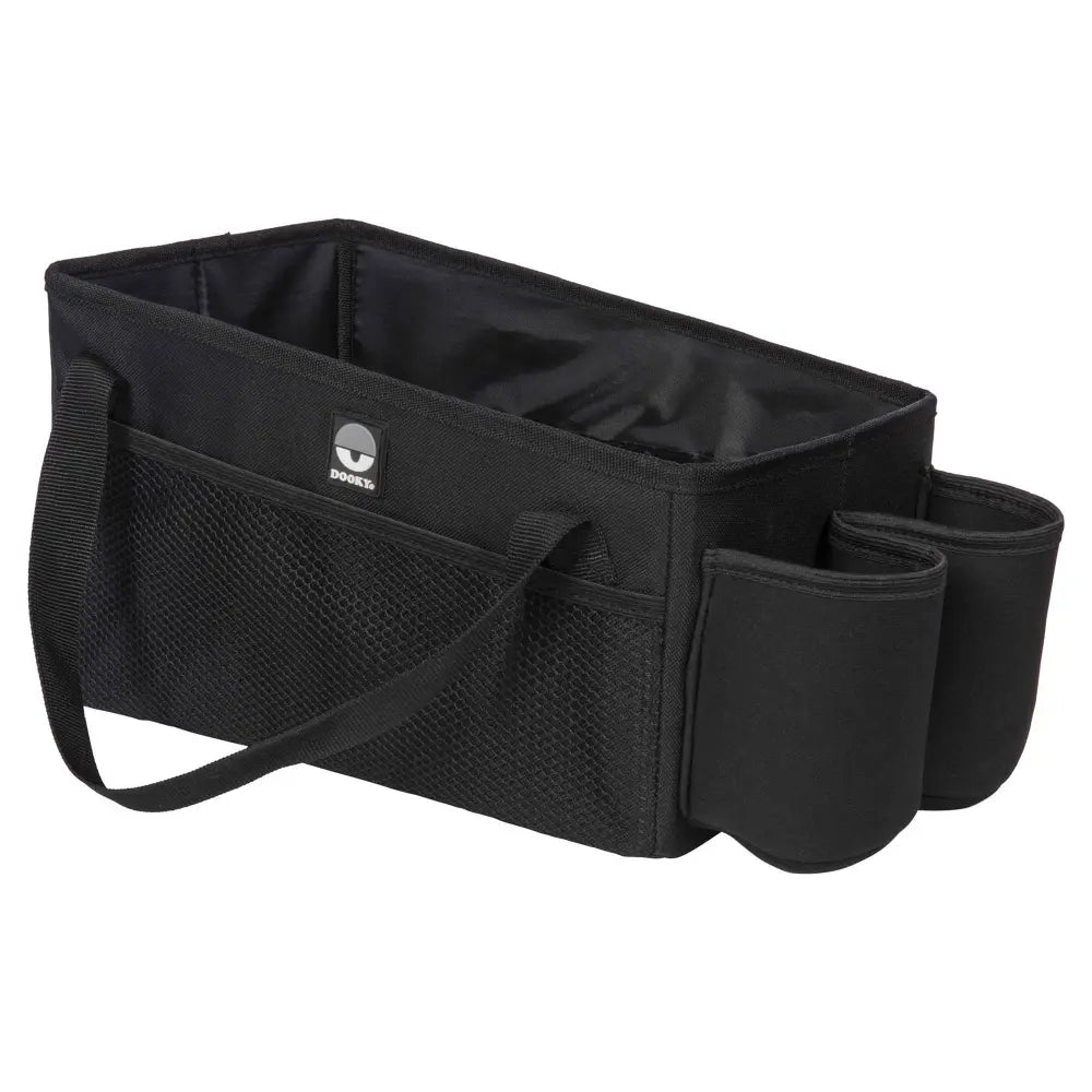 Dooky Back Seat Basket for kids– Foldable Car Storage Organizer with Multi Compartments – Black