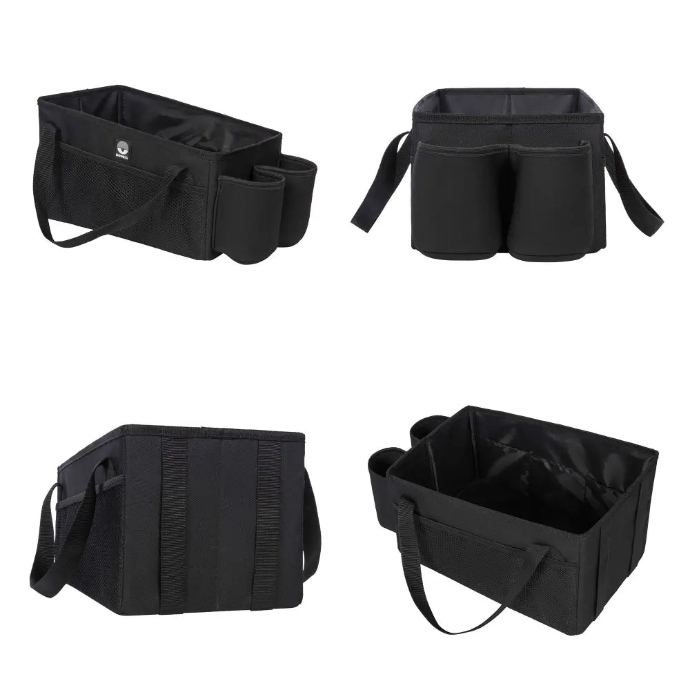 Dooky Back Seat Basket for kids– Foldable Car Storage Organizer with Multi Compartments – Black