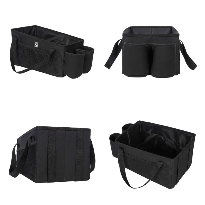 Dooky Back Seat Basket for kids– Foldable Car Storage Organizer with Multi Compartments – Black