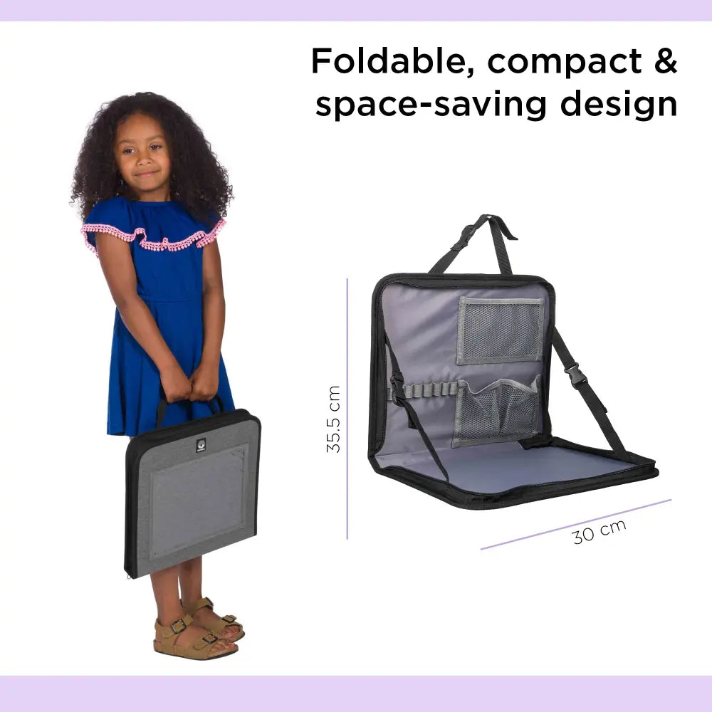 Dooky Back Seat Travel Tray for kids– Foldable Car Organizer with Tablet Holder &amp; Adjustable Table