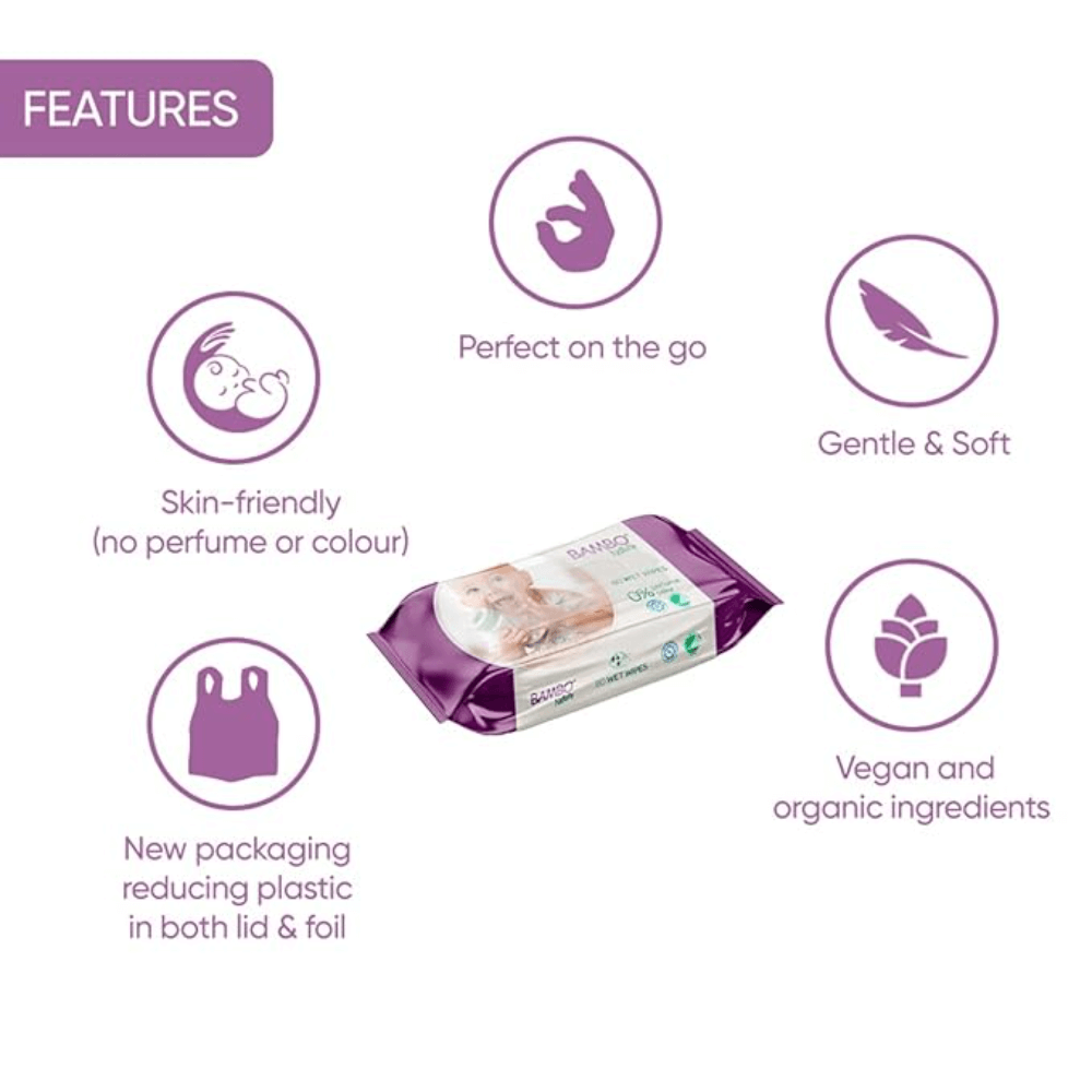 Bambo Nature Gentle Skin-Friendly Baby Wipes (80 pcs)