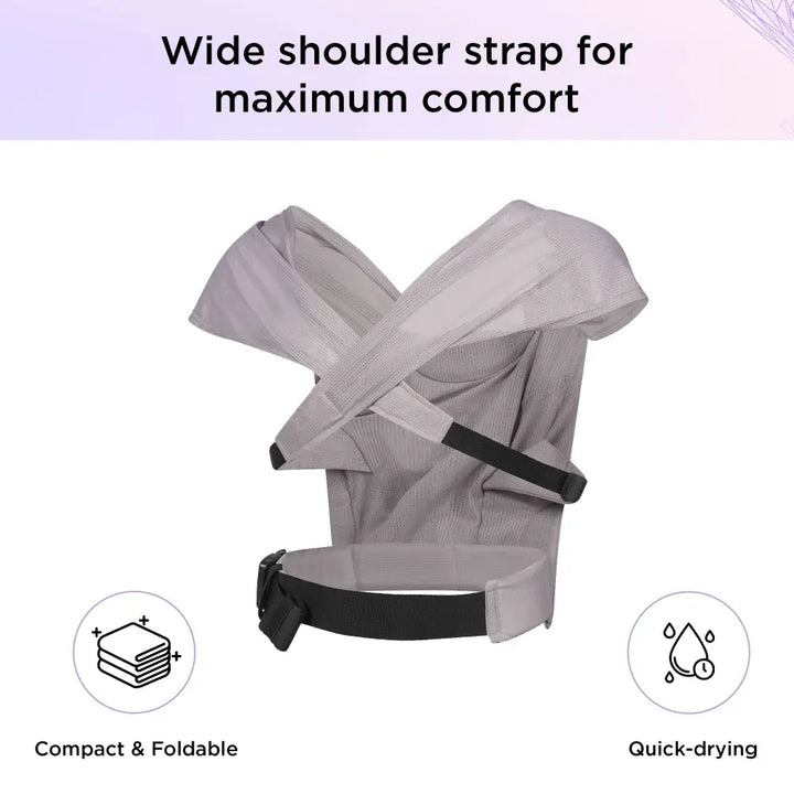 Dooky Splash Baby Carrier Grey – Lightweight &amp; Breathable Newborn Sling Wrap, Ergonomic Infant &amp; Toddler Carrier with Wide Shoulder Straps, Adjustable Waist Belt, Compact &amp; Quick-Dry Design