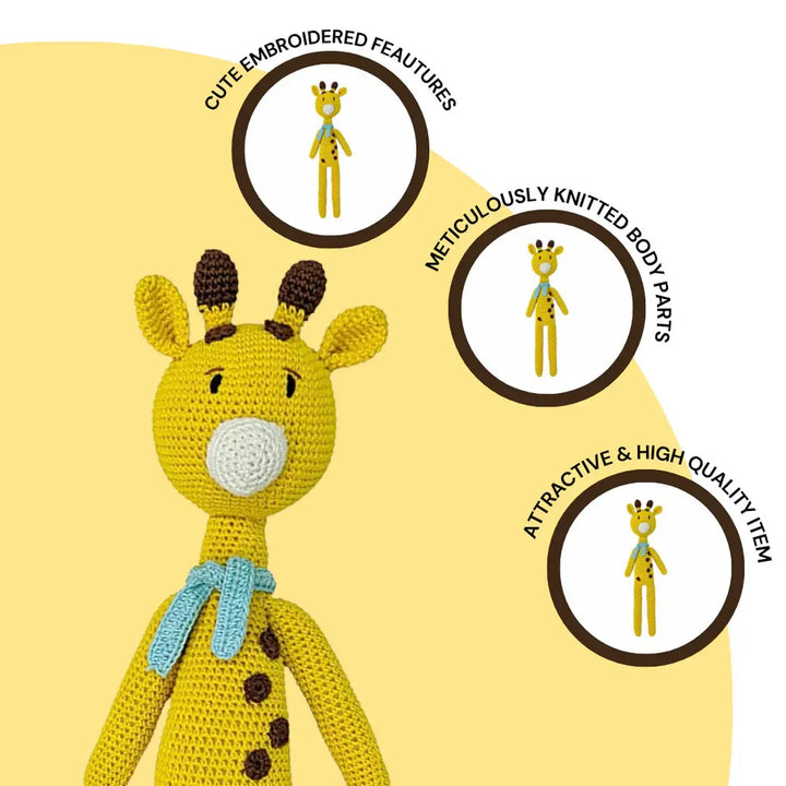 Happy Threads Harry the Giraffe – Handmade Crochet Toy for Cuddles &amp; Play