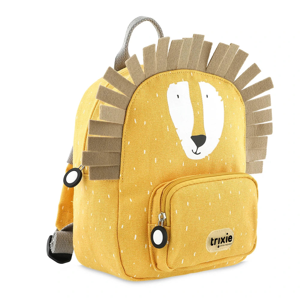 Trixie Small Kids Backpack for Toddlers | Lightweight Water-Repellent Daycare &amp; Travel Bag with Adjustable Padded Straps, Front Pocket &amp; Name Tag | 2 Years Onwards | Mr. Lion