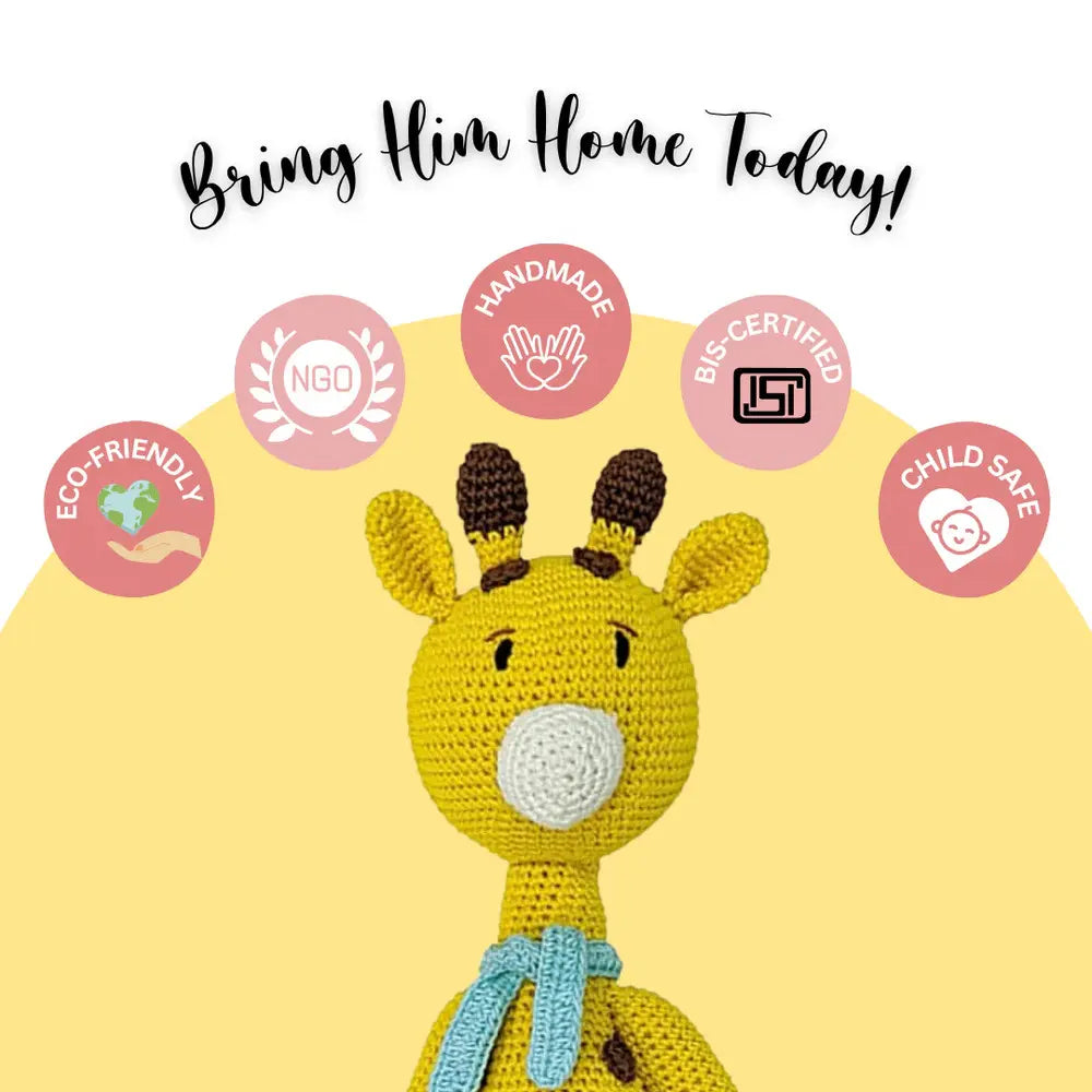 Happy Threads Harry the Giraffe – Handmade Crochet Toy for Cuddles &amp; Play