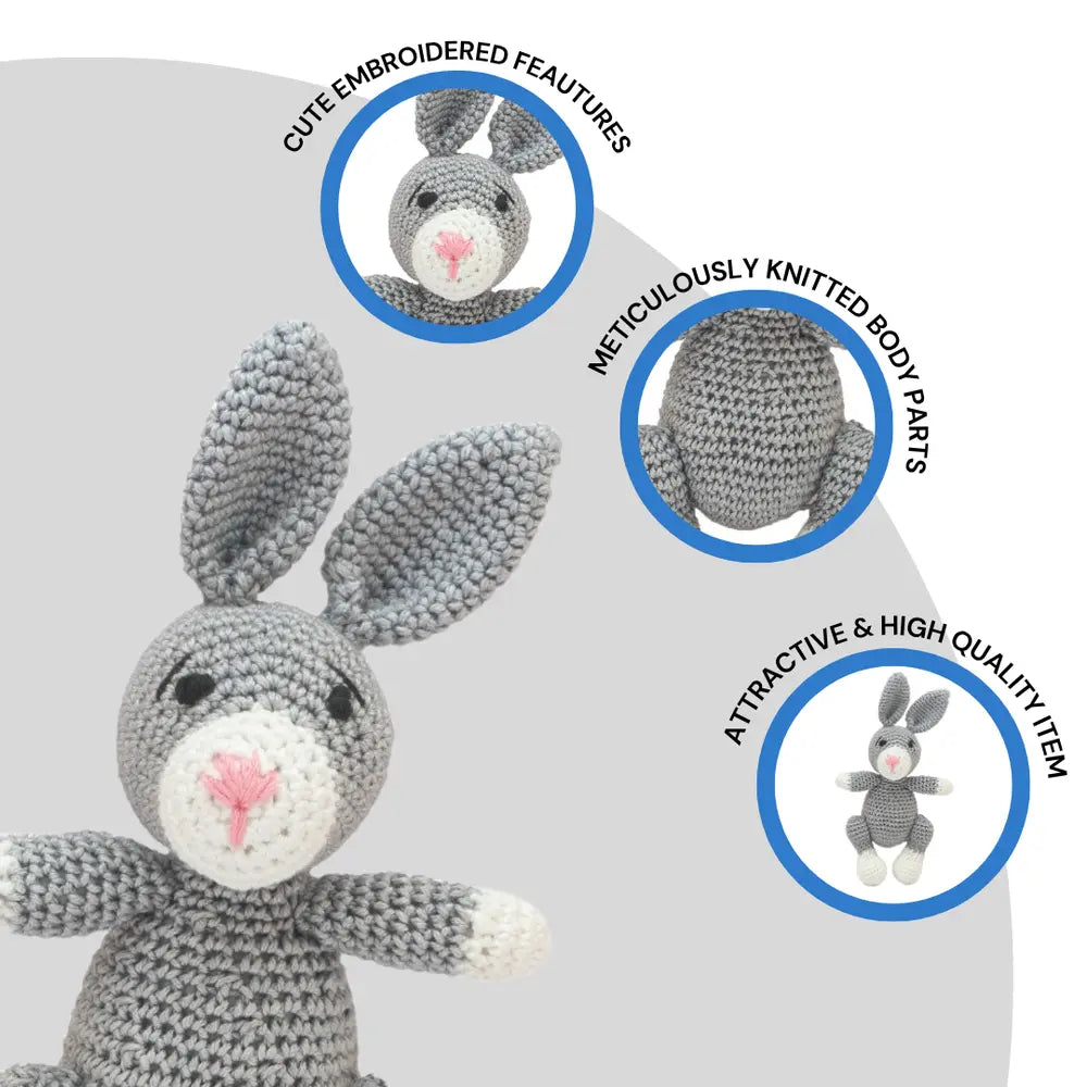 Happy Threads Soft and Snuggly Kind Bunny - Handmade Crocheted Toy