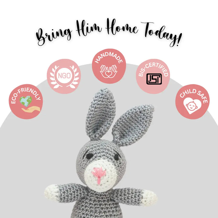 Happy Threads Soft and Snuggly Kind Bunny - Handmade Crocheted Toy