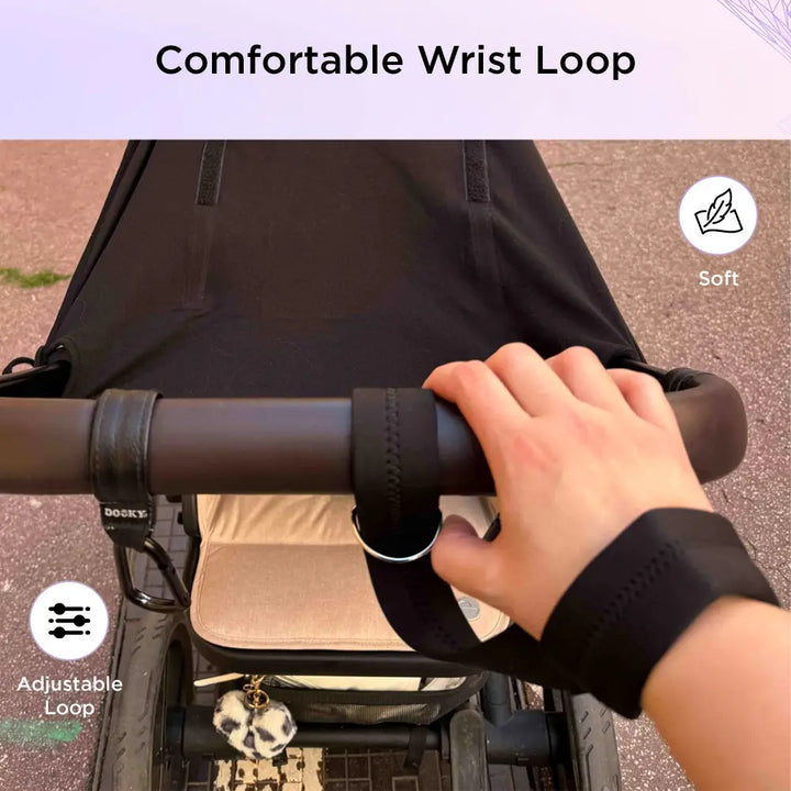 Dooky Stroller Safety Strap with Wrist Loop – Universal Baby Pram Safety Harness, One-Hand Control Anti-Slip for Buggy &amp; Stroller Handle, Durable Adjustable Baby Safety Accessory