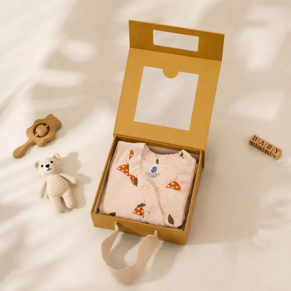 Prekies Muslin Clothing Set Mushi Baby Print - Beige